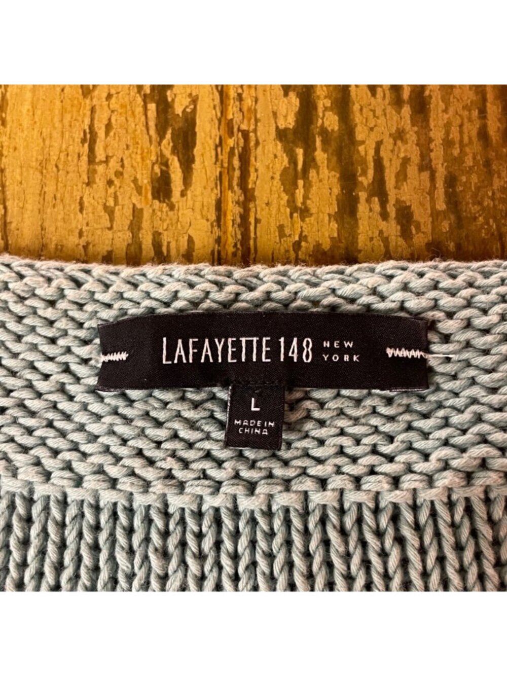 Lafayette 148 Cotton Linen Cable Knit Boxy Cropped Sweater Sz LG - Picture 6 of 6